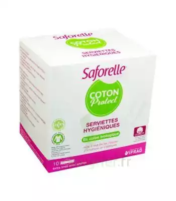 Saforelle Coton Protect Serviette Jetable Avec Ailette B/10 à VILLENAVE D'ORNON